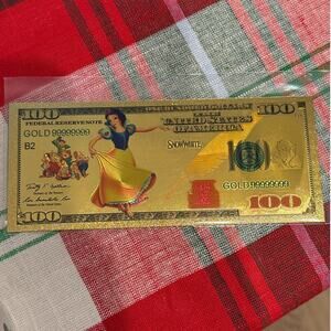 24k Gold Plated Disney Snow White & Disney Princesses Banknote Not Real Currency